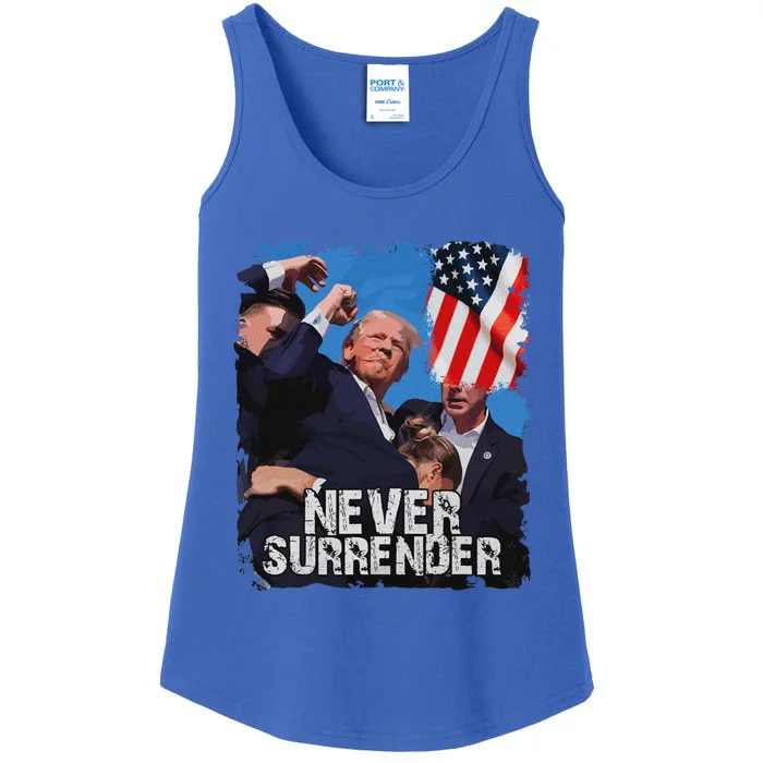 Never Surrender Trump 2024 Strong Support Ladies Essential Tank