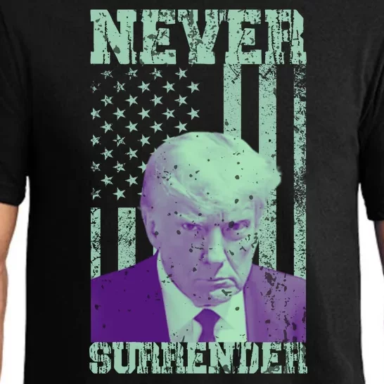 Never Surrender Trump Mugshot Pajama Set