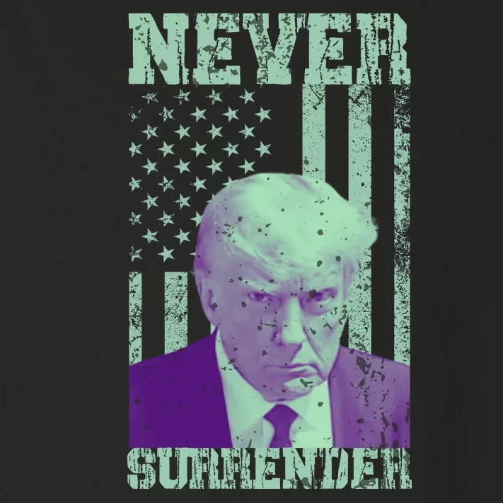 Never Surrender Trump Mugshot Toddler Long Sleeve Shirt