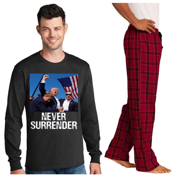 Never Surrender Trump Statement Shooting Pray For Trump Long Sleeve Pajama Set