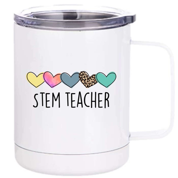 Novelty Stem Teacher Life Heart Stem Teacher Appreciation Gift Front & Back 12oz Stainless Steel Tumbler Cup