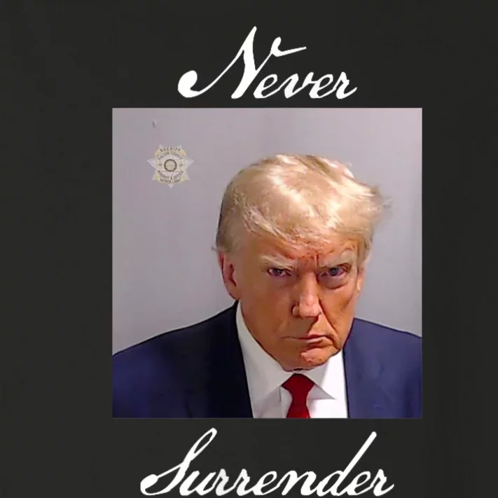 Never Surrender Trump Mug Shot Toddler Long Sleeve Shirt