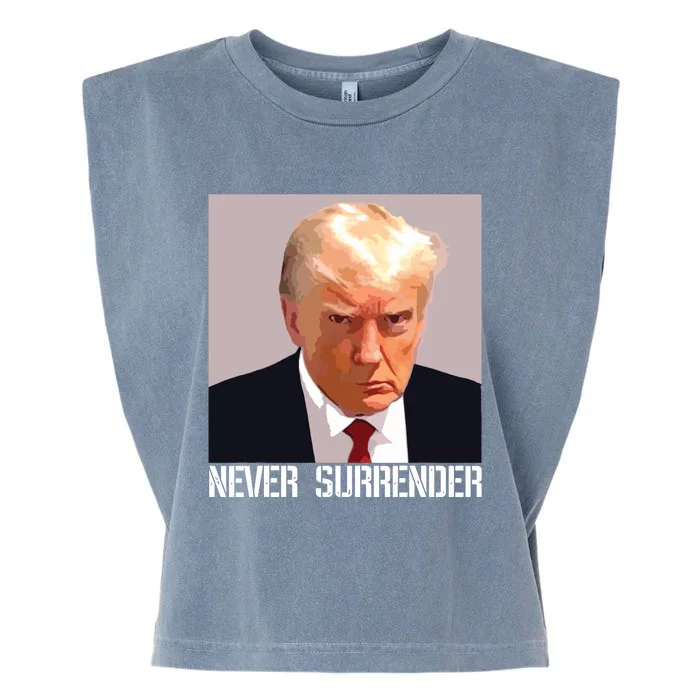 Never Surrender Trump Legend Trump Free Trump Garment-Dyed Women's Muscle Tee