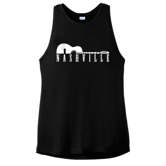 Nashville Skyline Tennessee Country Music Guitar Player Ladies Tri-Blend Wicking Tank