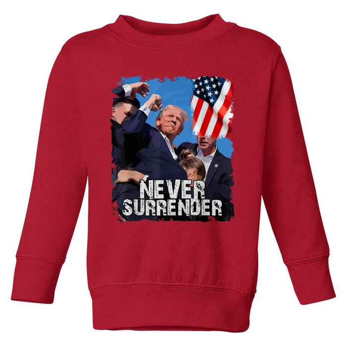 Never Surrender Trump Rushed Offstage With Blood Shooting Toddler Sweatshirt