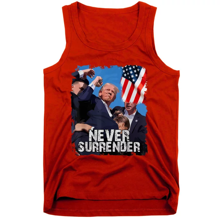 Never Surrender Trump Rushed Offstage With Blood Shooting Tank Top