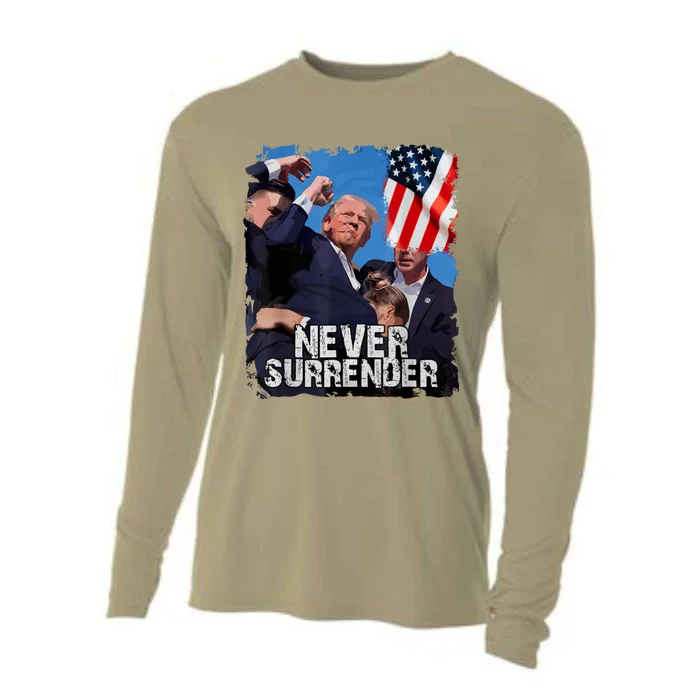 Never Surrender Trump Rushed Offstage With Blood Shooting Cooling Performance Long Sleeve Crew