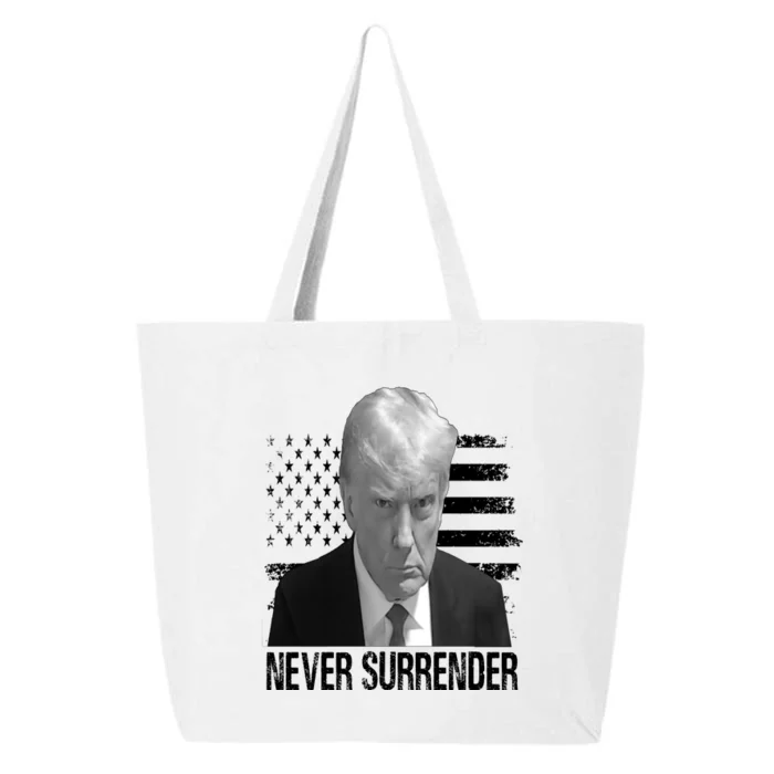 Never Surrender Trump Mug Shot 2024 25L Jumbo Tote