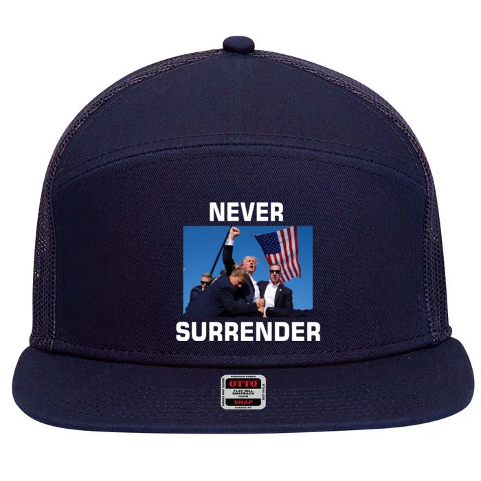 Never Surrender Trump Pennsylvania Rally 7 Panel Mesh Trucker Snapback Hat