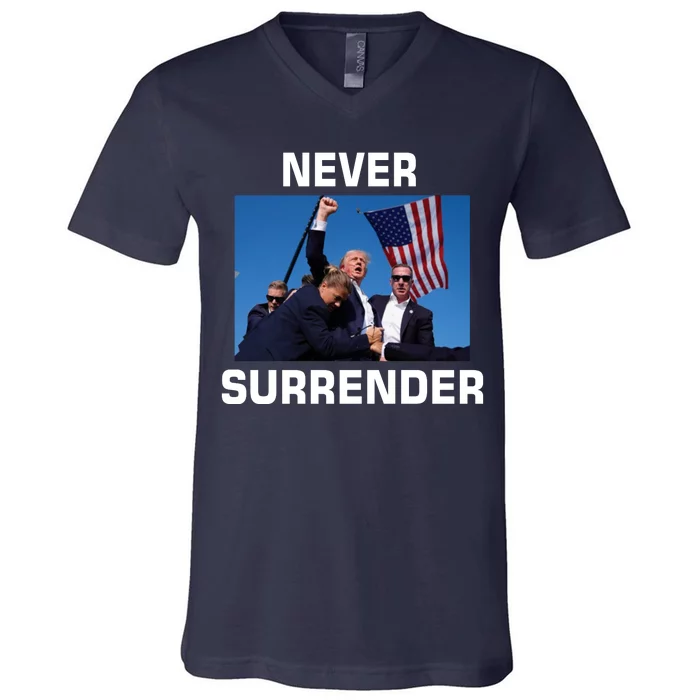 Never Surrender Trump Pennsylvania Rally V-Neck T-Shirt