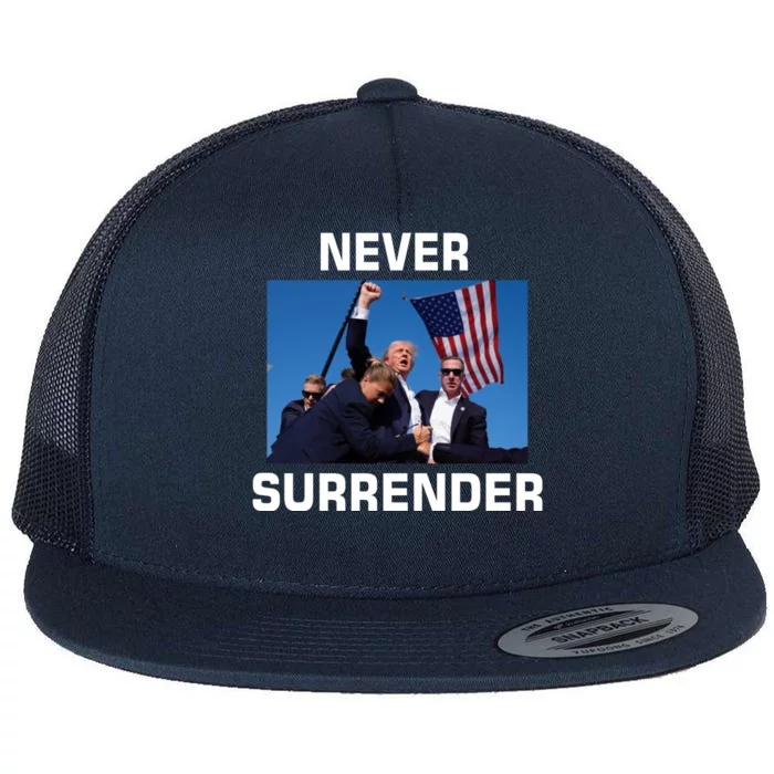 Never Surrender Trump Pennsylvania Rally Flat Bill Trucker Hat