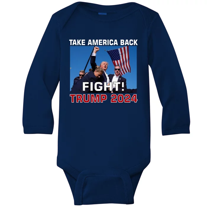 Never Surrender Trump Pennsylvania Rally Baby Long Sleeve Bodysuit