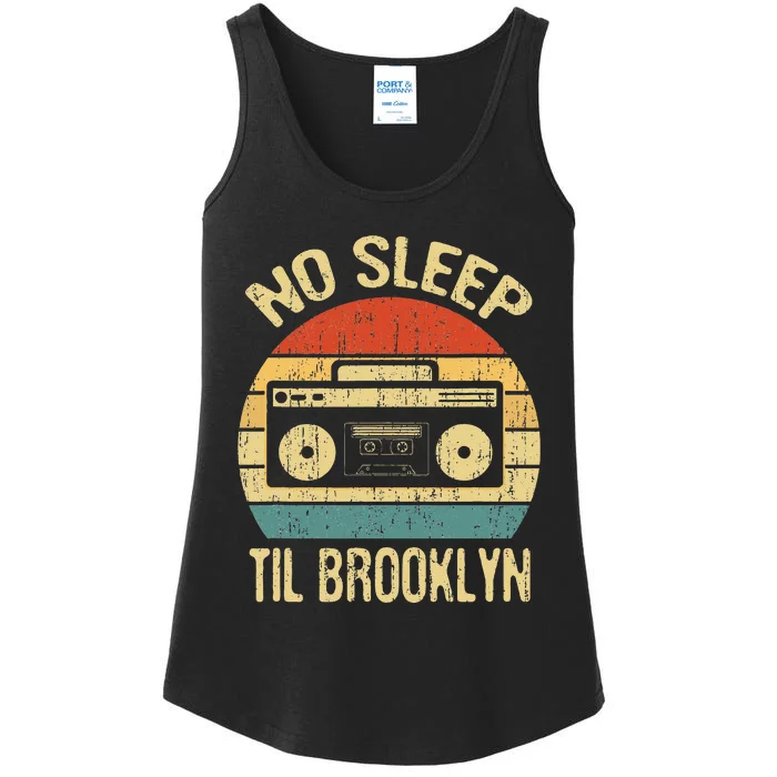 No Sleep Til Brooklyn Retro Old School Stereo Ghetto Blaster Ladies Essential Tank