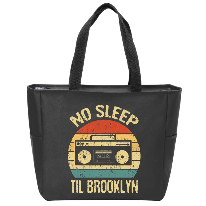 No Sleep Til Brooklyn Retro Old School Stereo Ghetto Blaster Zip Tote Bag