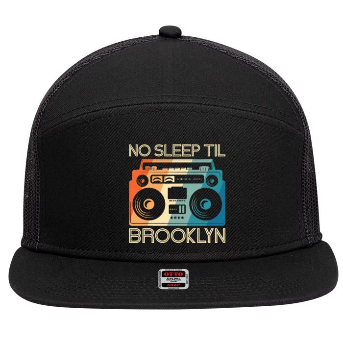 No Sleep Til Brooklyn Old School Portable Stereo 7 Panel Mesh Trucker Snapback Hat