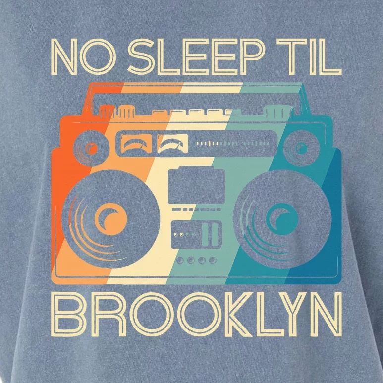 No Sleep Til Brooklyn Old School Portable Stereo Garment-Dyed Women's Muscle Tee