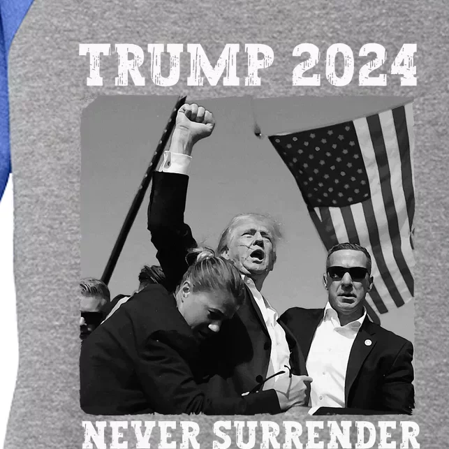 Never Surrender Trump 2024 Save America Trump Women's Tri-Blend 3/4-Sleeve Raglan Shirt