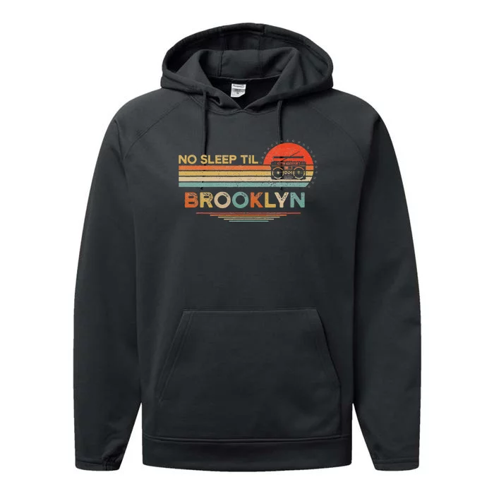 No Sleep Til Brooklyn Old School Portable Stereo Retro Performance Fleece Hoodie