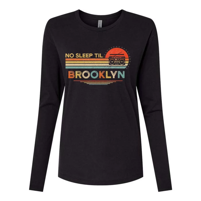 No Sleep Til Brooklyn Old School Portable Stereo Retro Womens Cotton Relaxed Long Sleeve T-Shirt