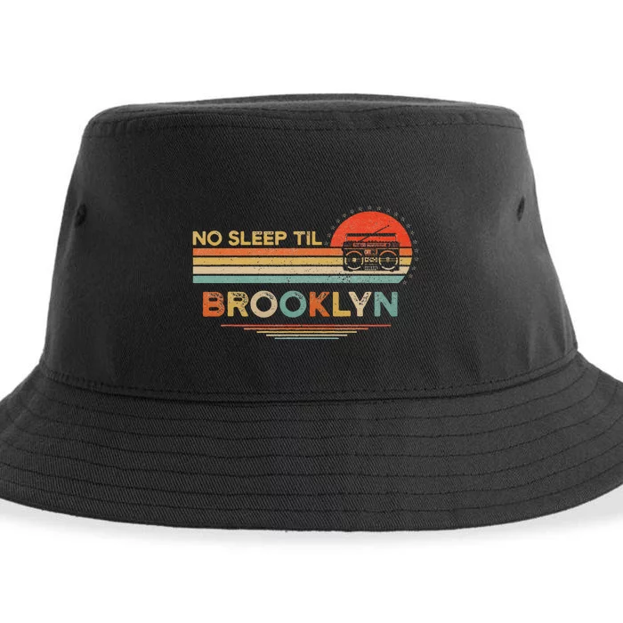 No Sleep Til Brooklyn Old School Portable Stereo Retro Sustainable Bucket Hat