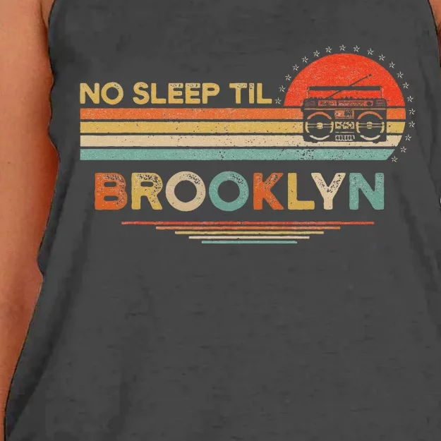 No Sleep Til Brooklyn Old School Portable Stereo Retro Women's Knotted Racerback Tank