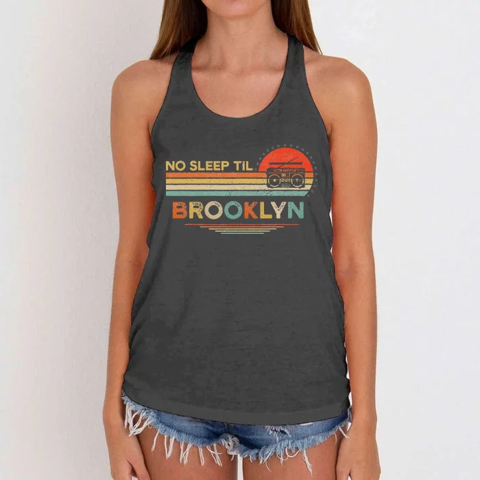 No Sleep Til Brooklyn Old School Portable Stereo Retro Women's Knotted Racerback Tank