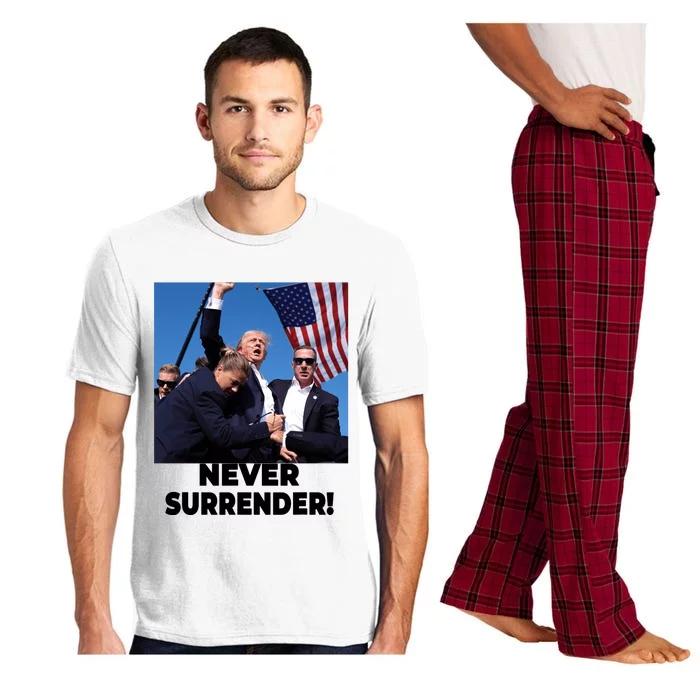 Never Surrender Trump Statement Shooting Pray For Trump Pajama Set