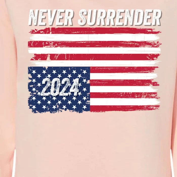 Never Surrender Usa Under Distress Distressed Usa Flag Save Our Republic Womens California Wash Sweatshirt