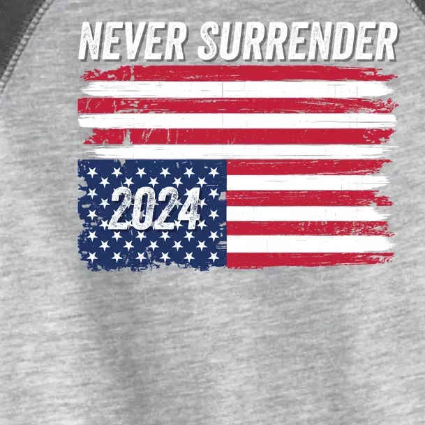 Never Surrender Usa Under Distress Distressed Usa Flag Save Our Republic Toddler Fine Jersey T-Shirt