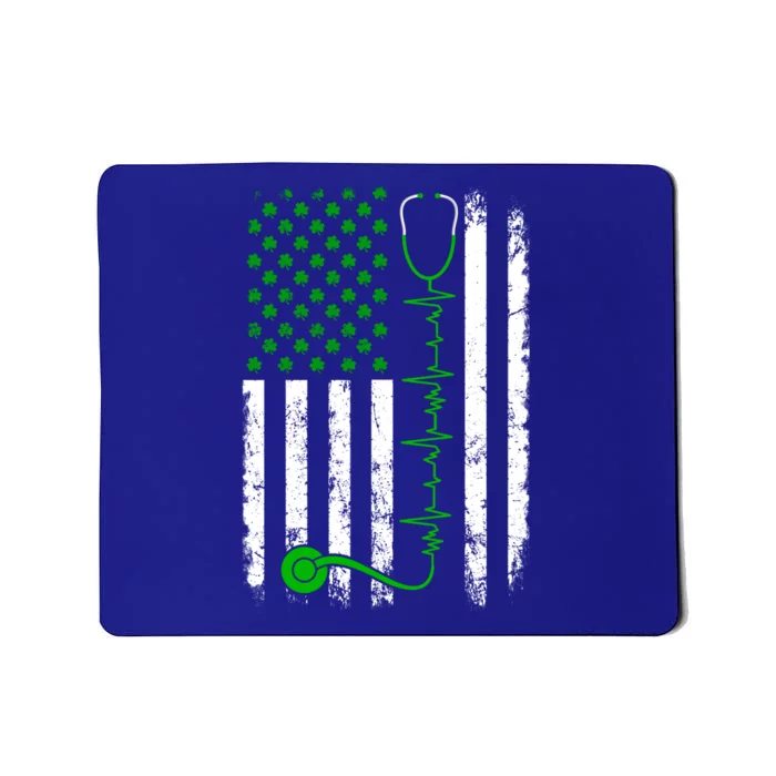 Nurse Shamrock Us Flag Stethoscope St Patricks Day Heartbeat Gift Mousepad