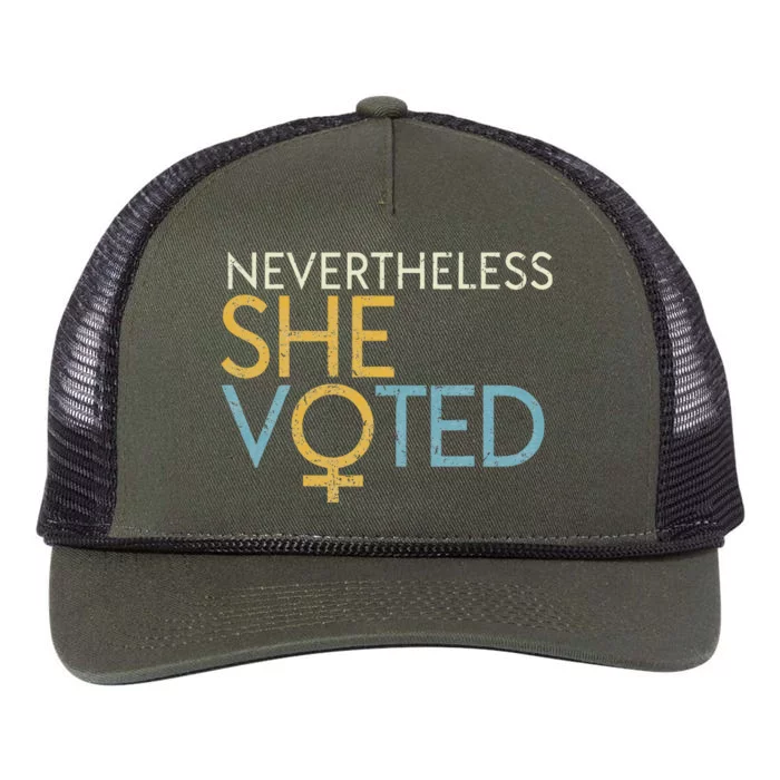 Nevertheless She Voted WoS Rights Feminist Gift Retro Rope Trucker Hat Cap