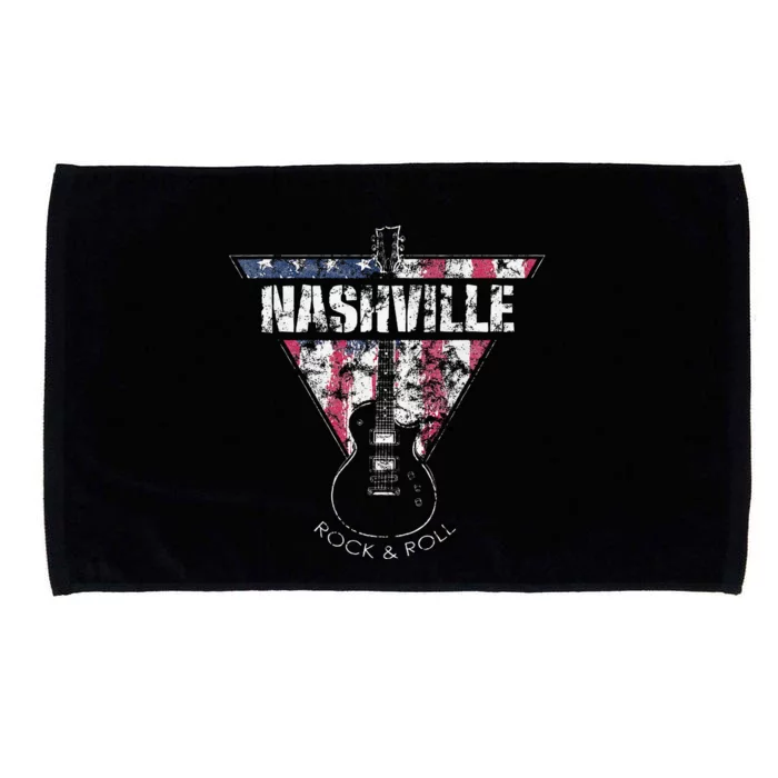 Nashville Souvenir Vintage American Flag Guitar Player Microfiber Hand Towel