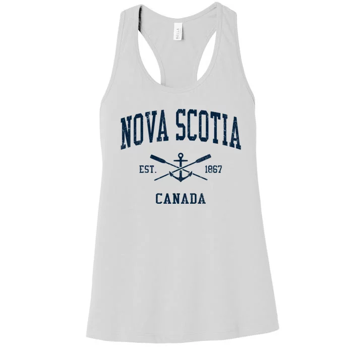 Nova Scotia Vintage Crossed Oars & Boat Anchor Women's Racerback Tank