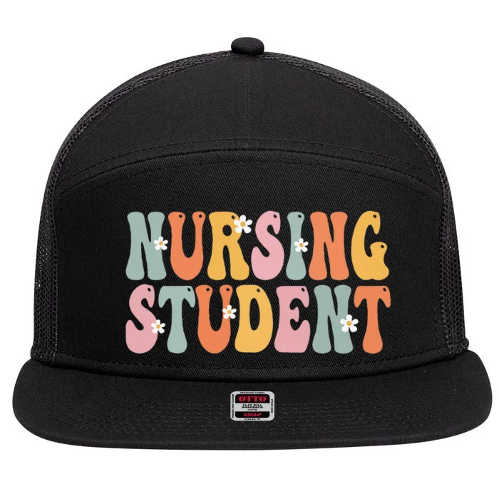 Nursing Student Week Groovy Appreciation Day For Women Work 7 Panel Mesh Trucker Snapback Hat