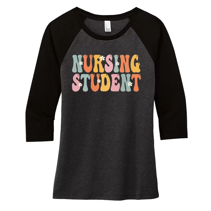 Nursing Student Week Groovy Appreciation Day For Women Work Women's Tri-Blend 3/4-Sleeve Raglan Shirt