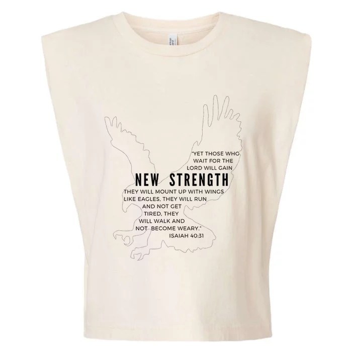 New Strength Wings Like Eagles Isaiah 4031 Blk Letter Garment-Dyed Women's Muscle Tee