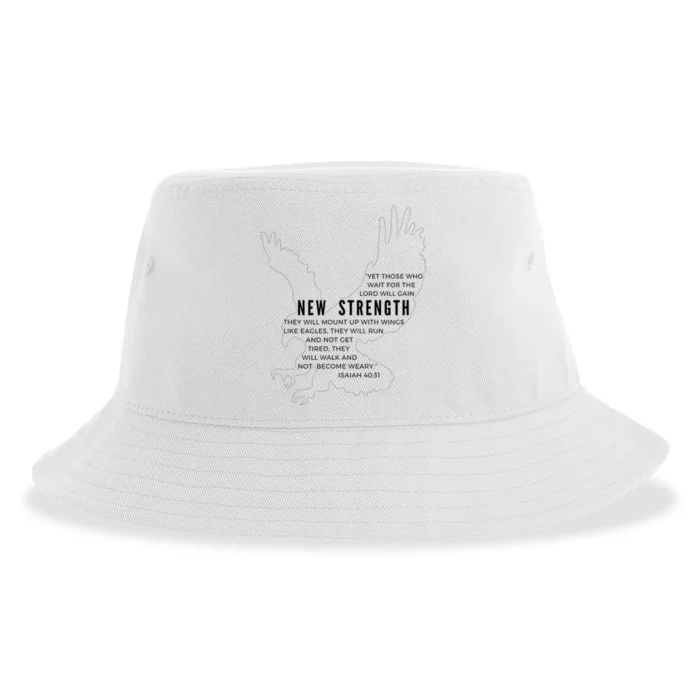 New Strength Wings Like Eagles Isaiah 4031 Blk Letter Sustainable Bucket Hat