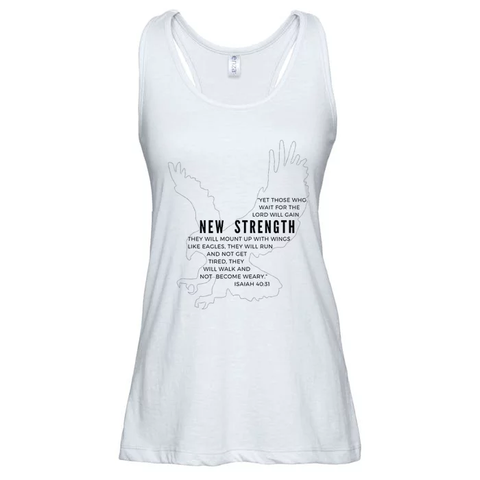 New Strength Wings Like Eagles Isaiah 4031 Blk Letter Ladies Essential Flowy Tank