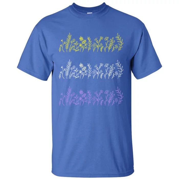 Nonbinary Subtle Wildflowers Floral Lgbtq Lgbt Cute Gift Tall T-Shirt