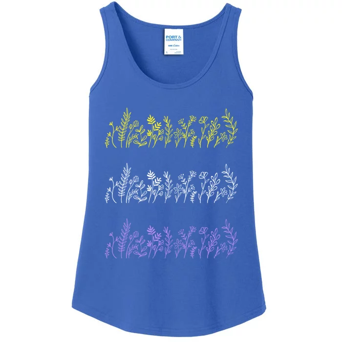 Nonbinary Subtle Wildflowers Floral Lgbtq Lgbt Cute Gift Ladies Essential Tank