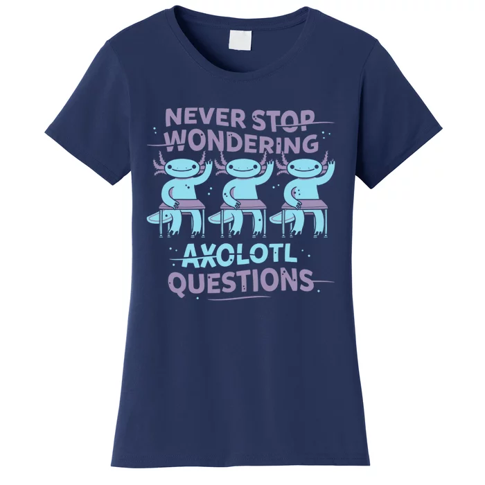 Never Stop Wondering AXOLOTL QUESTIONS Women's T-Shirt