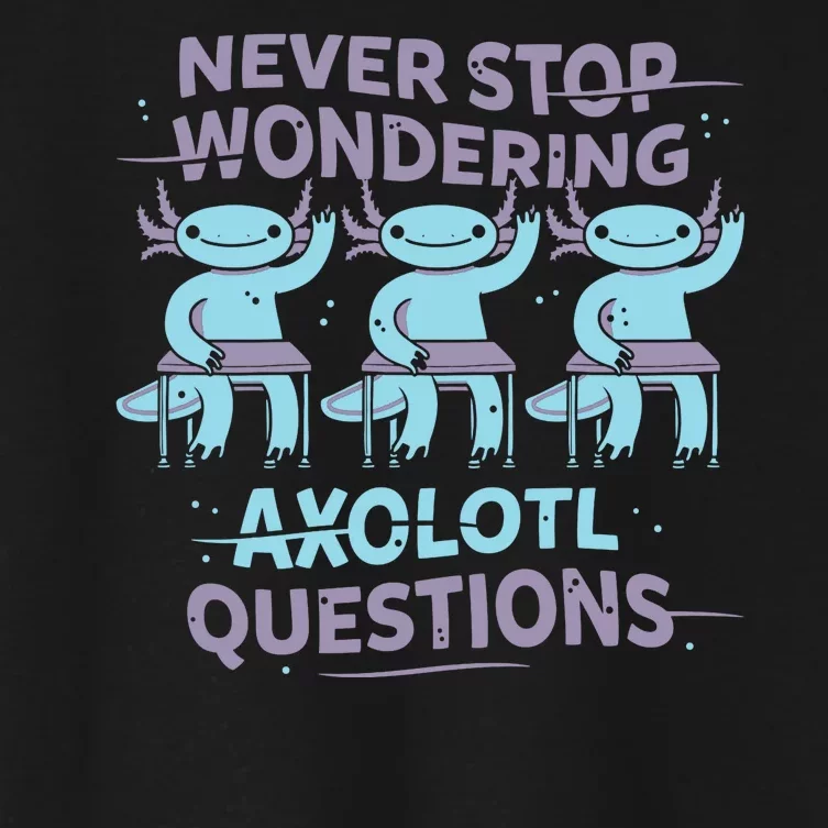 Never Stop Wondering Axolotl Questions Women's Crop Top Tee