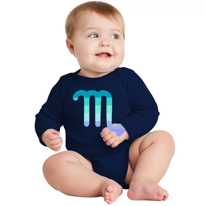 Neptunic Scorpio Zodiac Sign Neptunic Pride Flag Gift Baby Long Sleeve Bodysuit