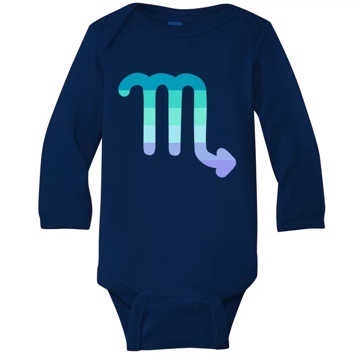 Neptunic Scorpio Zodiac Sign Neptunic Pride Flag Gift Baby Long Sleeve Bodysuit