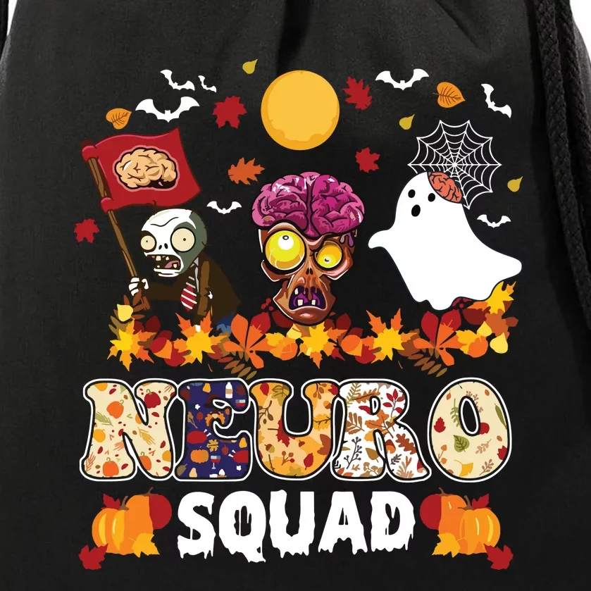 Neuro Squad Zombies Boo Brain Flag Halloween Spooky Season Drawstring Bag