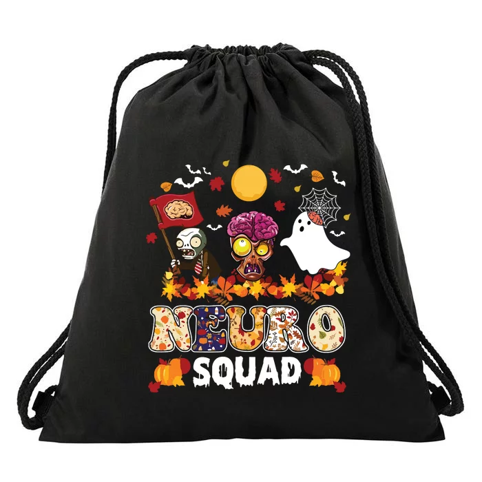 Neuro Squad Zombies Boo Brain Flag Halloween Spooky Season Drawstring Bag