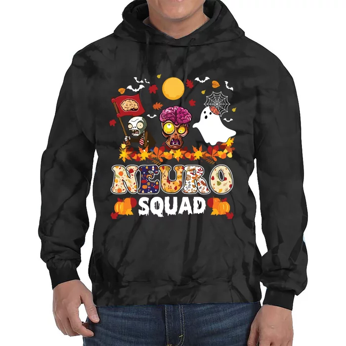 Neuro Squad Zombies Boo Brain Flag Halloween Spooky Season Tie Dye Hoodie