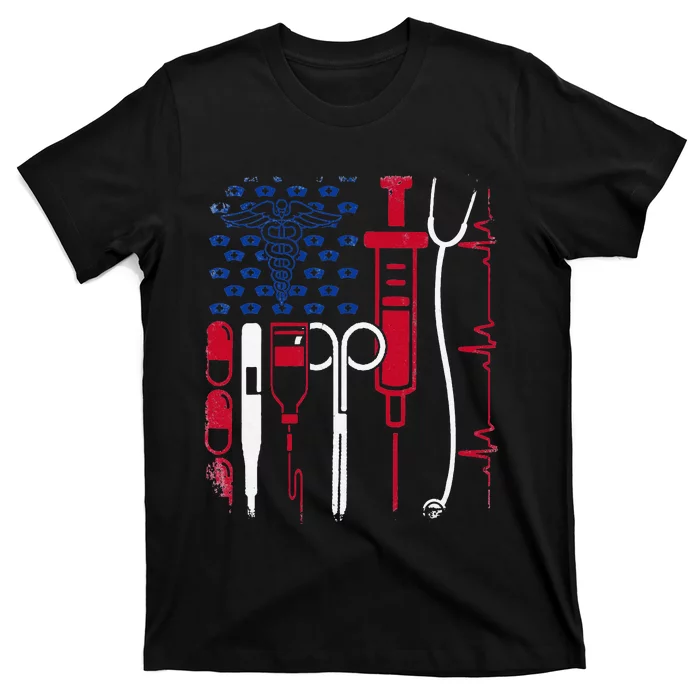 Nurse Tool American Flag Pride 4th Of July Proud Nurse T-Shirt