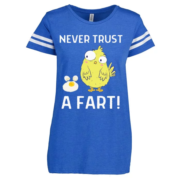 Never Trust A Fart Funny Chicken Egg Enza Ladies Jersey Football T-Shirt