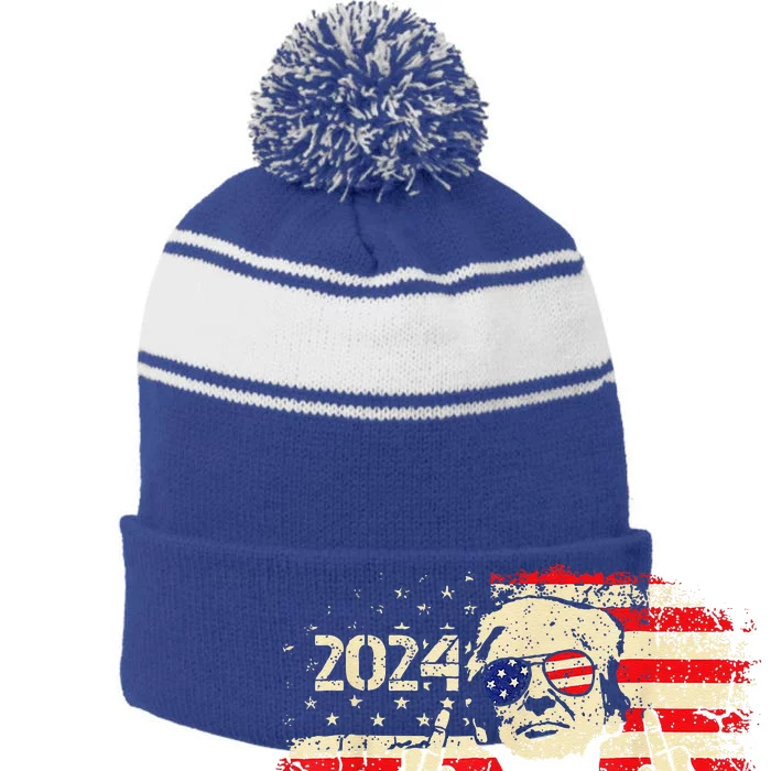 Not Thoughts And Prayers Policy And Change Social Justice Gift Stripe Pom Pom Beanie